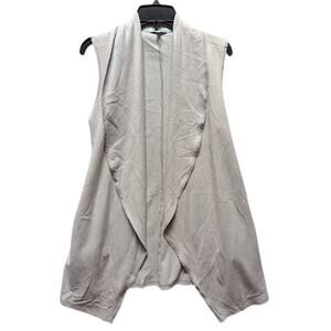 Mint Vanilla Faux Suede Wrap Open Front Vest Sleeveless Stone color Size 6 NEW